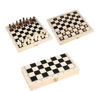 Eddy Toys Jeu d'échecs en Bois - Échiquier Pliable et Plateau de Dames - Kit de Jeu 2 en 1-65 pièces - pour Enfants et Adultes - avec Figurines