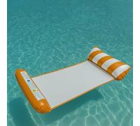 Eddy Toys Matelas Flottant Adulte - Matelas Gonflable à partir de 14 Ans - avec roulettes pour tête et Pied - Jusqu'à 80 kg - pour Eau Plate Uniquement - Rustine de réparation Incluse - Orange