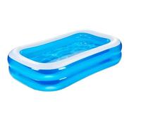 Eddy Toys Piscine Gonflable - Piscine Enfant Gonflable avec Bouchon de Vidange et Patch de Réparation - Piscine Bebe et Tout-Petits - 207 x 132 x 46 cm - Piscine Gonflable Adulte - Bleu