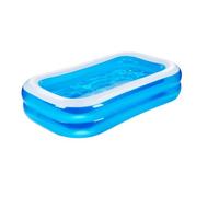 Eddy Toys Piscine Gonflable Rectangulaire avec Bouchon de Vidange et Patch de Réparation - Piscine Enfant et Bébé - 207 x 132 x 46 cm - Bleu