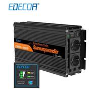 EDECOA 1500W Convertisseur 12 v 220 v Pur Sinus 3000W Crête Auto Transformateur 12v 220v avec 2x USB, 2x Douilles, Télécommande et