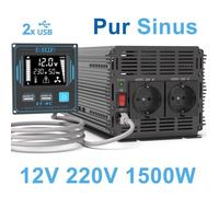 EDECOA 1500W Pur Sinus Convertisseur 12v 220v Transformateur 3000W Crête avec Télécommande LCD et USB Inverter Pure Sine Wave