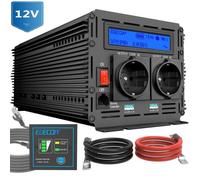 EDECOA 2000W Convertisseur 12v 220v 4000W Crête Transformateur 12v 220v ~ 240v avec LCD, Télécommande, 2 Douilles, 2 USB