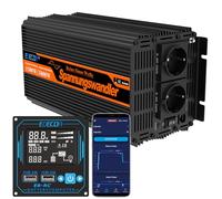 EDECOA convertisseur 12v 220v Pur Sinus 1500w 2X USB télécommande Pro onduleur sélectionner Le Type de Batterie FLD AGM Gel LiFePo4 Mode ECO
