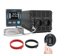 EDECOA Convertisseur 12v 220v Pure Sine 2000w avec télécommande 2X USB incluant la Fonction ECO et l'isolation galvanique (Génération 4a), Noir