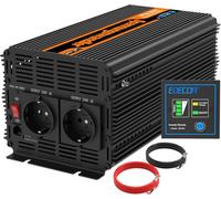 EDECOA Convertisseur de tension 2000 W/4000 W 24 V 230 V avec télécommande 2 x USB pour panneau solaire de voiture, camping-car