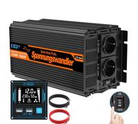 EDECOA Convertisseur Pur Sinus 12v 220v convertisseur 2500w Pur Sinus avec télécommande Convertisseur 12v 220v (2500w Nouvelle télécommande)