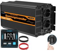 EDECOA Onduleur 3500 W 24 V vers 230 V, sinusoïdal pur, pointe 7000 W | Onduleur avec mode ECO, télécommande LCD de 4 m, 5 V, 2,1 A, USB, 2 prises UE 7000 W pour solaire, véhicules, camping-car