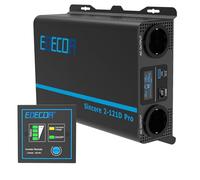 EDECOA Onduleur sinusoïdal 1200W/2400W, onduleur sinusoïdal 12V/230V, Onduleur solaire 1200 Watts 12 Volts DC à 230 Volts AC, avec Télécommande LCD, Interfaces USB et Type C disponibles