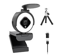 EDEDE Webcam Webcam HD 1080P 60FPS USB Webcam avec lumière annulaire Caméra Web avec Microphone Couverture de confidentialité Incluse for Les conférences, la Diffusion en Direct, l'enregistrement