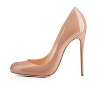 EDEFS Escarpins Femmes Classiques à Talon Stiletto Slip on Orteils Ronds Fermés 4.7 Pouces Tall Idéal pour Mariages & Fêtes Nude EU40