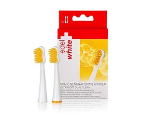 edel & White edelwhite Lot de 2 brossettes de rechange pour brosse à dents sonique Sonic Generation 8 Winner, élégantes têtes de brosse blanches, ultra douces, Dual Clean, 100-191