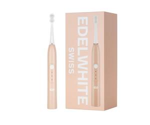 edel + white swiss - EW-SG9 Viva Sonic - Brosse à dents suisse hydrodynamique avec 3 têtes de brosse professionnelles, charge directe USB C et mode massage - Compact et puissante - Rose