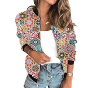Edelaura Blouson Bomber pour Femme Color Block ou Uni Léger et Court avec Fermeture Éclair Printemps Manteau à Manches Longues Style Universitaire Blouson Mi-Saison Veste de Sport pour Les Loisirs