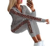 Edelaura Ensemble de Sport 2 Pièces pour Femme Ensemble Fitness avec Cordon Col Rond Manches Longues Sweat à Capuche Zip et Pantalon de Jogging Taille Haute Élastique avec Poches Tenue Décontractée