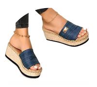 Edelaura Sandales de Plage Été Femmes Élégantes & Décontractées Plateforme Compensée Pantoufles avec Semelle Antidérapante & Éléments Tressés Wedge Haut Confort pour Plage & Loisirs