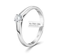 EDELIND 0,20 Ct Diamant Bague de Fiançailles Or 750 Solitaire Bague Diamant Ø 51 mm Bague en Or pour Femmes Or Blanc avec Brillants avec Boîte Cadeau Bijoux