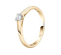 EDELIND 0,20 Ct Diamant Bague de Fiançailles Or 750 Solitaire Bague Diamant Ø 52 mm Bague en Or pour Femmes Or Jaune avec Brillants avec Boîte Cadeau Bijoux
