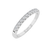 EDELIND Alliance Éternité Or Blanc 585 avec 11 Diamants 0.22 ct - Bague Femme en Or Véritable, Taille 68 (Ø21.6 mm)