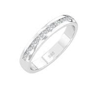 EDELIND Alliance Éternité Or Blanc 585 avec 19 Diamants 0.15 ct - Bague Femme en Or Véritable, Taille 70 (Ø22.3 mm)