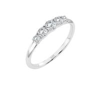 EDELIND Alliance Éternité Or Blanc 585 avec 5 Diamants 0.42 ct - Bague Femme en Or Véritable, Taille 69 (Ø22 mm)