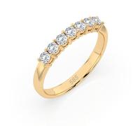 EDELIND Alliance Éternité Or Jaune 585 avec 7 Diamants 0.42 ct - Bague Femme en Or Véritable, Taille 65 (Ø20.7 mm)