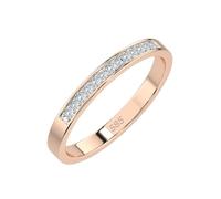 EDELIND Alliance Éternité Or Rose 585 avec 13 Diamants 0.11 ct - Bague Femme en Or Véritable, Taille 57 (Ø18.2 mm)