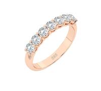 EDELIND Alliance Éternité Or Rose 585 avec 7 Diamants 0.7 ct - Bague Femme en Or Véritable, Taille 60 (Ø19.1 mm)