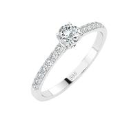 EDELIND Bague Fiançailles Solitaire & Éternité Or Blanc 585 avec 0.2 + 0.21 ct Diamants - Taille 65 (Ø20.7 mm)
