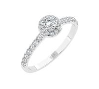 EDELIND Bague Fiançailles Solitaire & Éternité Or Blanc 585 avec 0.2 + 0.28 ct Diamants - Taille 53 (Ø16.9 mm)