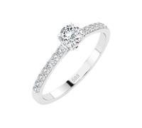 EDELIND Bague Fiançailles Solitaire & Éternité Or Blanc 585 avec 0.3 + 0.21 ct Diamants - Taille 51 (Ø16.2 mm)