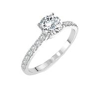 EDELIND Bague Fiançailles Solitaire & Éternité Or Blanc 585 avec 0.4 + 0.21 ct Diamants - Taille 49 (Ø15.6 mm)