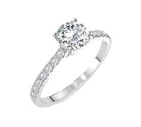 EDELIND Bague Fiançailles Solitaire & Éternité Or Blanc 585 avec 0.4 + 0.21 ct Diamants - Taille 51 (Ø16.2 mm)