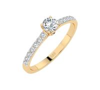 EDELIND Bague Fiançailles Solitaire & Éternité Or Jaune 585 avec 0.2 + 0.21 ct Diamants - Taille 62 (Ø19.8 mm)