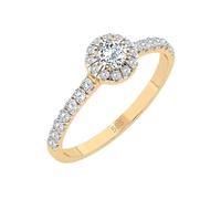 EDELIND Bague Fiançailles Solitaire & Éternité Or Jaune 585 avec 0.2 + 0.28 ct Diamants - Taille 54 (Ø17.2 mm)