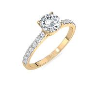 EDELIND Bague Fiançailles Solitaire & Éternité Or Jaune 585 avec 0.5 + 0.21 ct Diamants - Taille 54 (Ø17.2 mm)
