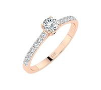 EDELIND Bague Fiançailles Solitaire & Éternité Or Rose 585 avec 0.2 + 0.21 ct Diamants - Taille 57 (Ø18.2 mm)