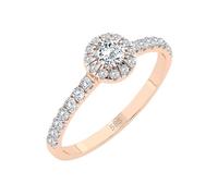 EDELIND Bague Fiançailles Solitaire & Éternité Or Rose 585 avec 0.2 + 0.28 ct Diamants - Taille 66 (Ø21 mm)