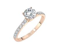 EDELIND Bague Fiançailles Solitaire & Éternité Or Rose 585 avec 0.5 + 0.21 ct Diamants - Taille 71 (Ø22.6 mm)