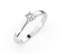 EDELIND Bague Solitaire Classique Or Blanc 585 avec Diamant 0.15 ct - Bague de Fiançailles Femme, Taille 63 (Ø20 mm)