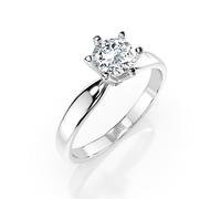 EDELIND Bague Solitaire Classique Or Blanc 585 avec Diamant 0.4 ct - Bague de Fiançailles Femme, Taille 64 (Ø20.4 mm)