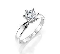 EDELIND Bague Solitaire Classique Or Blanc 585 avec Diamant 0.5 ct - Bague de Fiançailles Femme, Taille 63 (Ø20 mm)