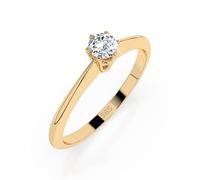 EDELIND Bague Solitaire Classique Or Jaune 585 avec Diamant 0.1 ct - Bague de Fiançailles Femme, Taille 64 (Ø20.4 mm)
