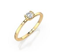 EDELIND Bague Solitaire Classique Or Jaune 585 avec Diamant 0.15 ct - Bague de Fiançailles Femme, Taille 65 (Ø20.7 mm)