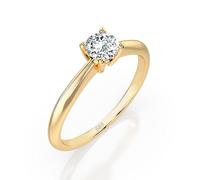 EDELIND Bague Solitaire Classique Or Jaune 585 avec Diamant 0.3 ct - Bague de Fiançailles Femme, Taille 64 (Ø20.4 mm)