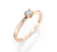 EDELIND Bague Solitaire Classique Or Rose 585 avec Diamant 0.1 ct - Bague de Fiançailles Femme, Taille 64 (Ø20.4 mm)