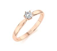 EDELIND Bague Solitaire Classique Or Rose 585 avec Diamant 0.1 ct - Bague de Fiançailles Femme, Taille 64 (Ø20.4 mm)