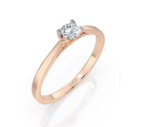 EDELIND Bague Solitaire Classique Or Rose 585 avec Diamant 0.15 ct - Bague de Fiançailles Femme, Taille 64 (Ø20.4 mm)