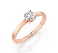 EDELIND Bague Solitaire Classique Or Rose 585 avec Diamant 0.3 ct - Bague de Fiançailles Femme, Taille 63 (Ø20 mm)