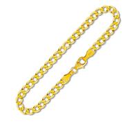 EDELIND Bracelet Chaîne Gourmette large en Or Jaune 333/1000 21 cm,3,9 mm avec Fermoir mousqueton - Bijoux pour Homme